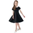 thumbnail image 6 of TIREOW Girls Summer Preppy Dresses Short Sleeve Dresses Solid Color Peter Pan Collar A Line Casual Soft Knit Play Dress, 6 of 9