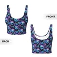 thumbnail image 5 of Fotbe blue daisy Skull flower Pattern Womens' Sports Bra Longline Wirefree Padded with Medium Support Sports Moisture-Wicking Workou Vest,Tank Top-, 5 of 7
