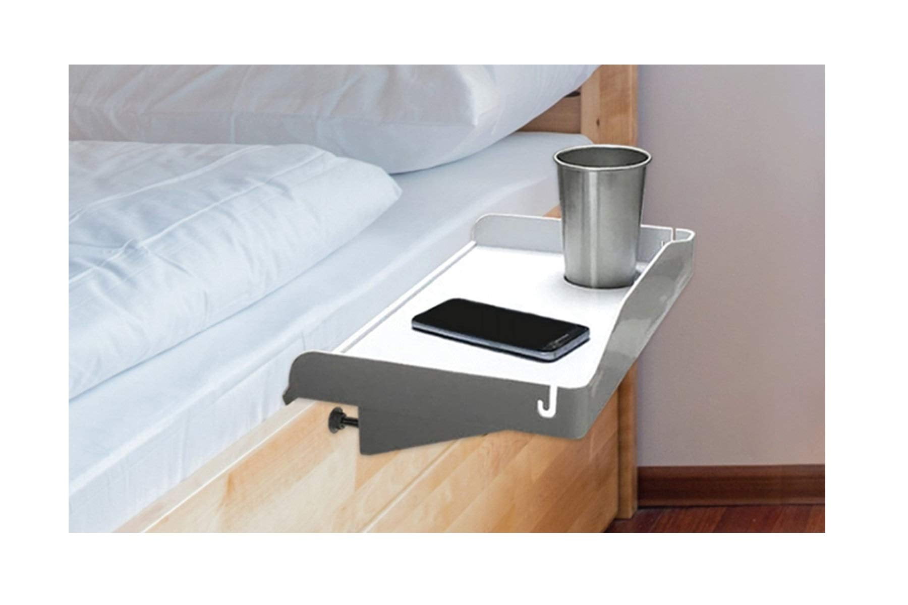 Photo 1 of Bedside Clip On White Plastic Nightstand With Cup Holder Perfect for Bunk Beds (MAJOR SMASH ON PACKAING)