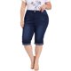 thumbnail image 1 of Women's Plus Size Capri Jeans Ripped Casual Chambray Denim Jean Dark Blue 1X, 1 of 7