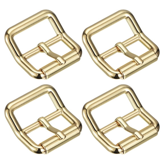 Uxcell 4Pack 0.94" Single Prong Belt Buckle Square Center Bar Buckles for Leather Craft, Gold