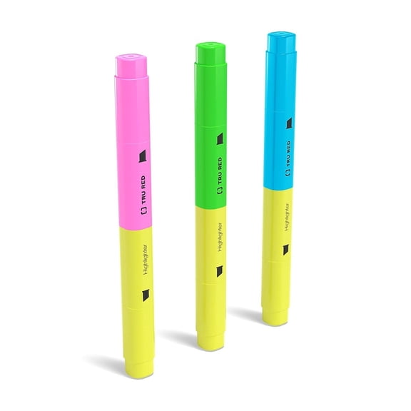 Staples TRU RED Twin Tip Highlighters Chisel Tip Assorted Colors 9/Carton TR57834VS