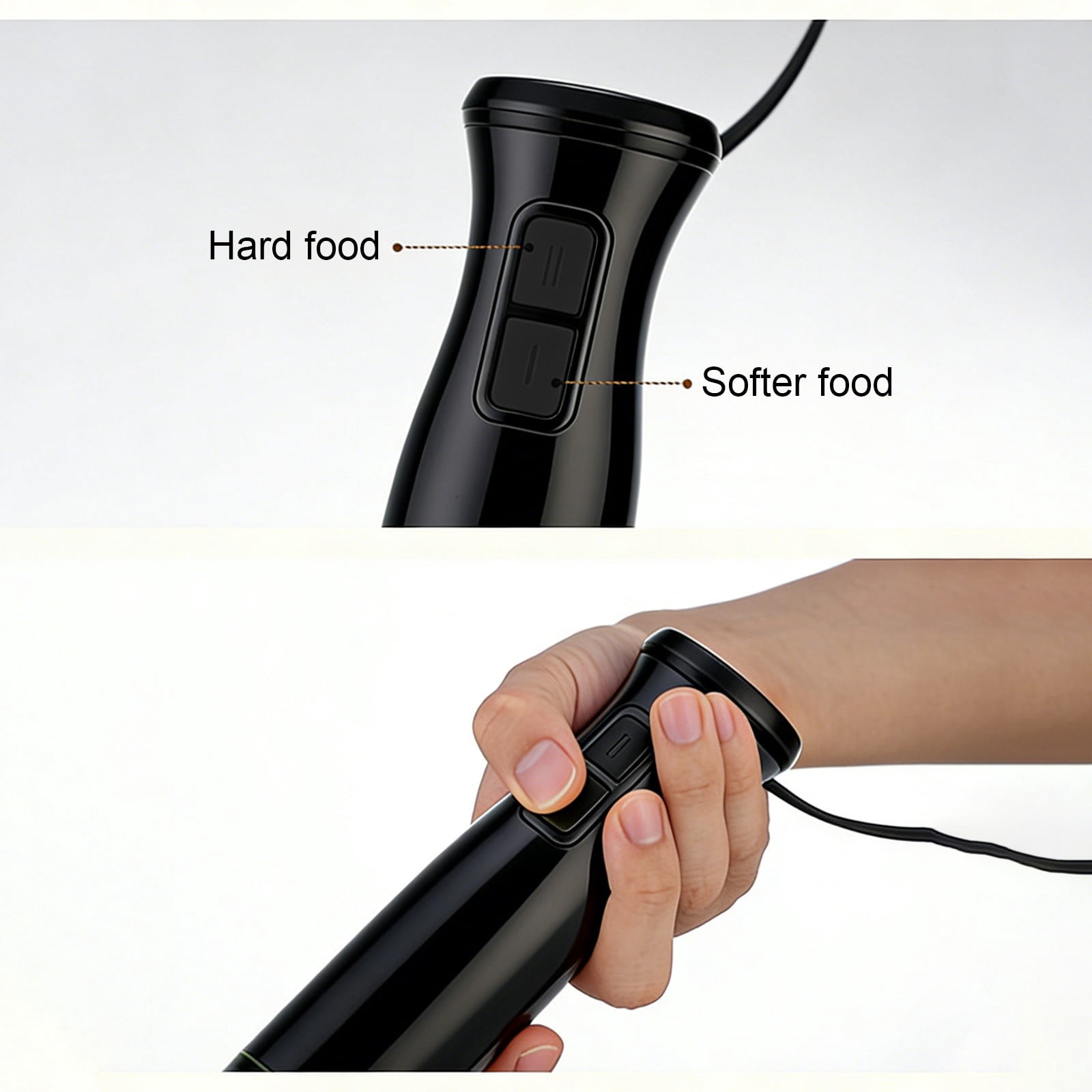 weibbin Stainless Steel Home Multifunctional Hand Blender for Food Preparation Black 15.4x2.2in