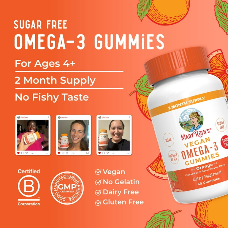 MaryRuth Organics, Omega-3 Gummies, 60 ct, Vegan, Immune Health