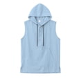 thumbnail image 5 of Men's Cotton Sleeveless Hoodie Tank Top, Breathable Casual Muscle Tank, Solid Color Crewneck Drawstring Closure, Soft Cotton Blend, Gym Workout Running Summer, | Zenithor,Light Blue XL, 5 of 6