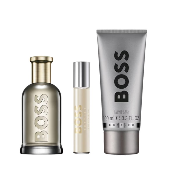 SET BOSS BOTTLED 3PZS 100ML EDP SPRAY/SHOWER GEL 100ML/10ML EDP SPRAY