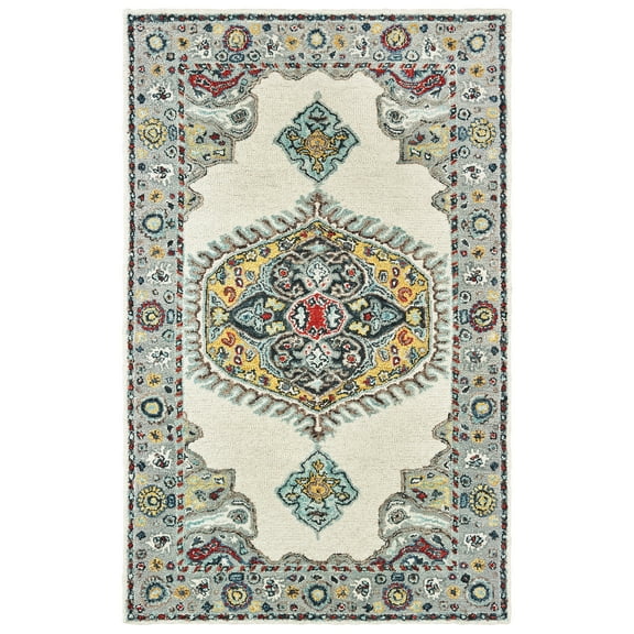 Jules Traditional Oriental Area Rug, Ivory/ Grey, 10' x 13'