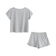thumbnail image 1 of Gibobby camisones y camisones para mujer Conjunto de ropa de dormir con camiseta de manga corta con volantes y pantalones cortos casuales para mujer (Gris, S), 1 of 5