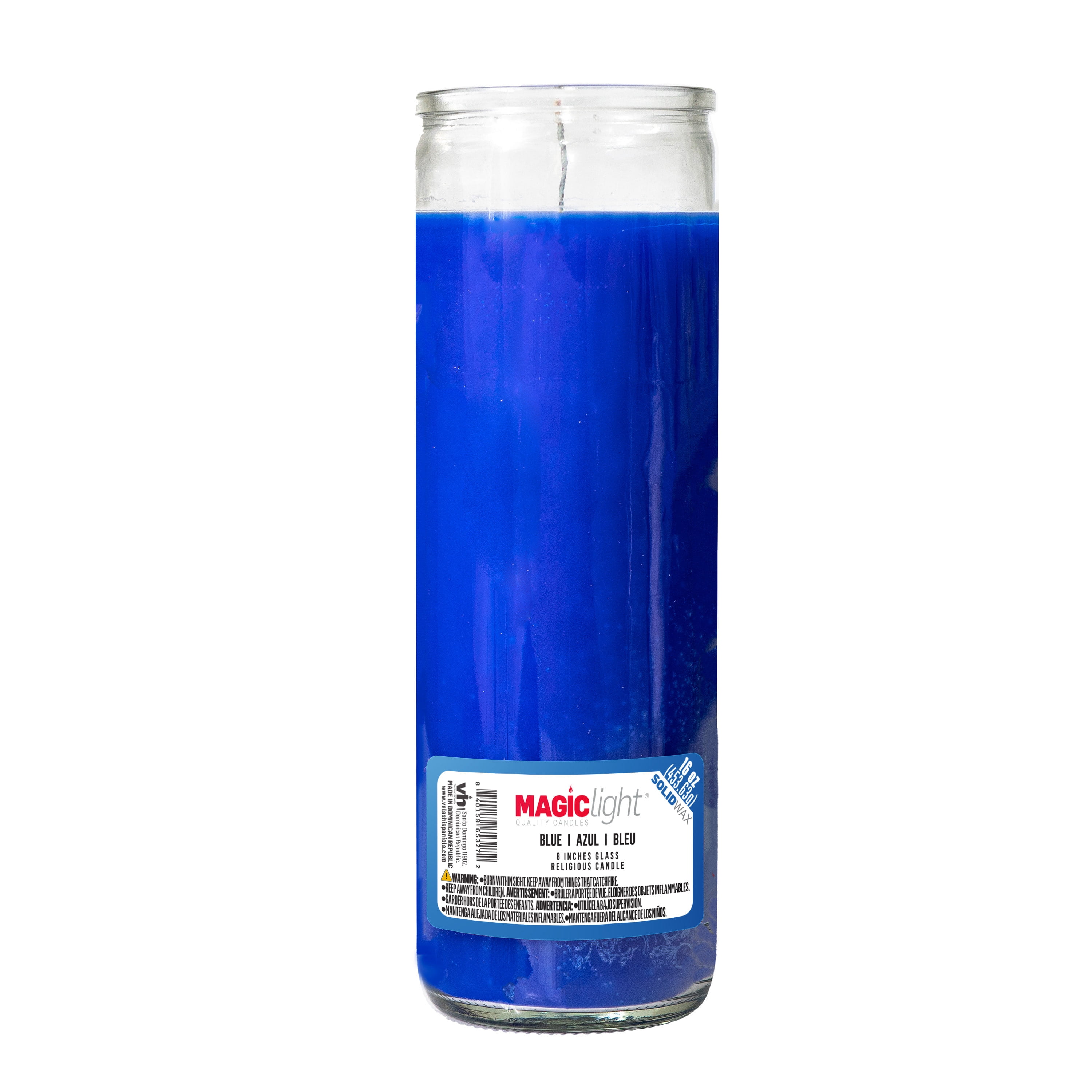 (2 pack) MagicLight Religious Candles 16 oz - Clear Glass Jar, Unscented Blue Wax