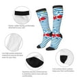 thumbnail image 6 of Haiem Red Funny Crab on Blue Stripe Socks, Funny Novelty Crazy Design Cotton Socks Sports Socks Knee High Socks For Men, Women,1Pairs - Gift For Working Friends, 6 of 9