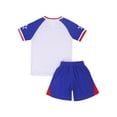 thumbnail image 2 of Haitryli  Boys Soccer Football Jersey Outfits V-Neck Short Sleeve T-Shirt and Shorts Set Kids Sports Team Training Uniform White 11-12, 2 of 7