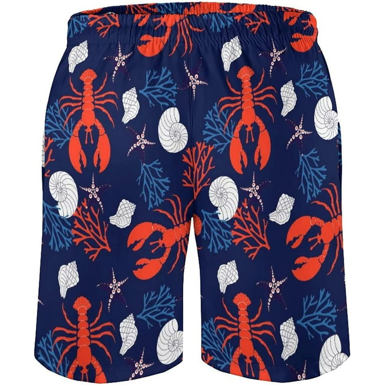 Men s Lobster Pattern Swim Trunks Quick Dry Bathing Suit Casual Swimsuit Cool Swim Shorts S 3XL