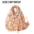 thumbnail image 4 of Bufanda bohemia para mujer, ligera, con estampado floral, chal con flecos, moda otoño-invierno, 4 of 7