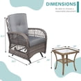 thumbnail image 5 of MEETWARM 3 Piece Wicker Rocking Rattan Patio Outdoor Set with Glass-Top Coffee Table, Gray, 5 of 7