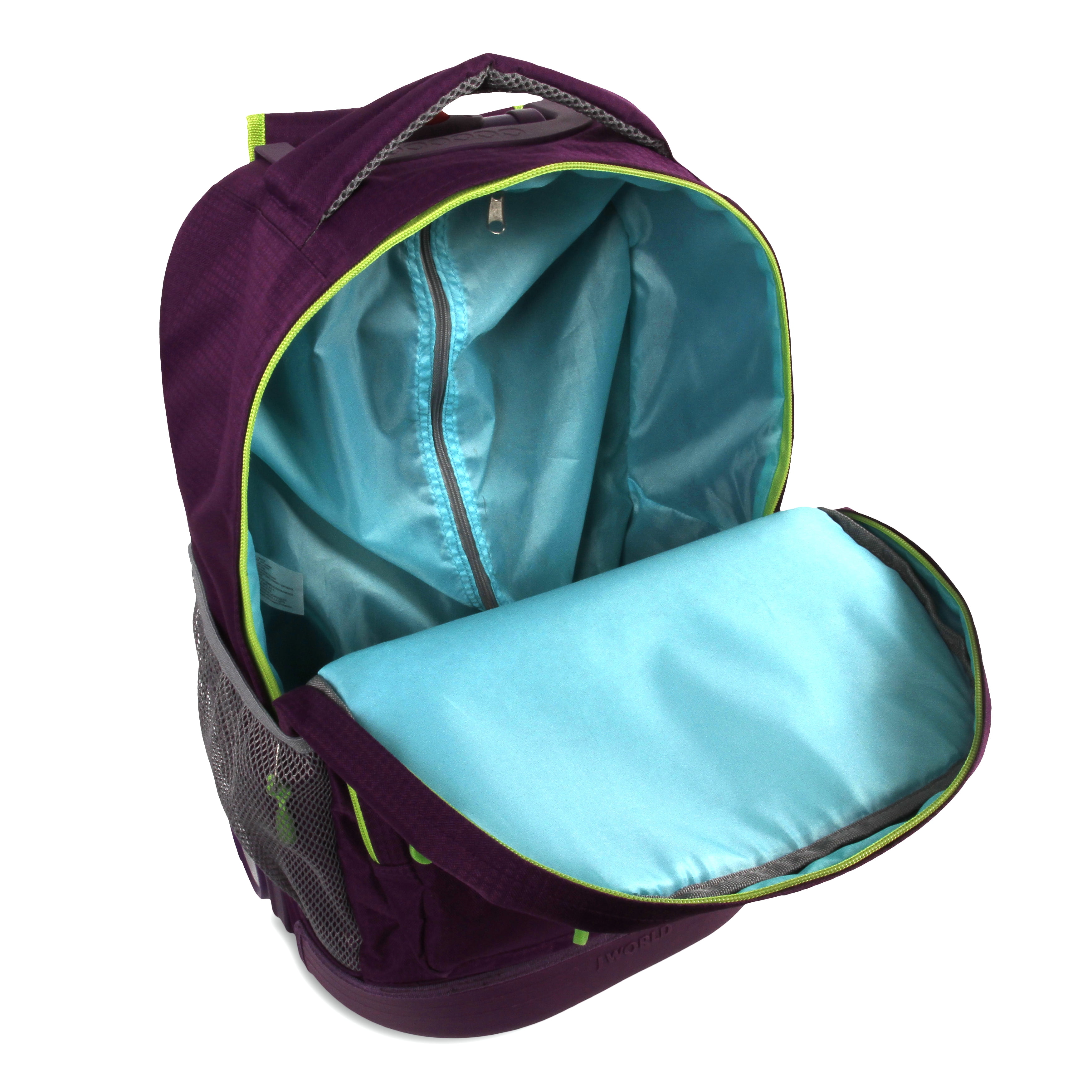 J World Boys and Girls Sunlight 18" Rolling Backpack for School and Travel, Purple