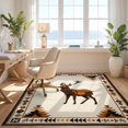 thumbnail image 3 of Design&I 3'x5' Washable Accent Rug Pet Friendly & Non-Slip Built-In Grip Hunting Print Tracks Motif Woodland Antler Border Antlers Camo for Bedroom, Walk-in Closet, 3 of 7