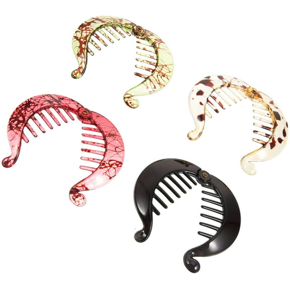 WRITWAA Women Banana Hair Clips Black 4pcs - Hairpins for Everyday Use and Styling