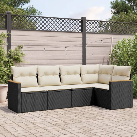 vidaXL Garden Sofa Set Black, Cream White