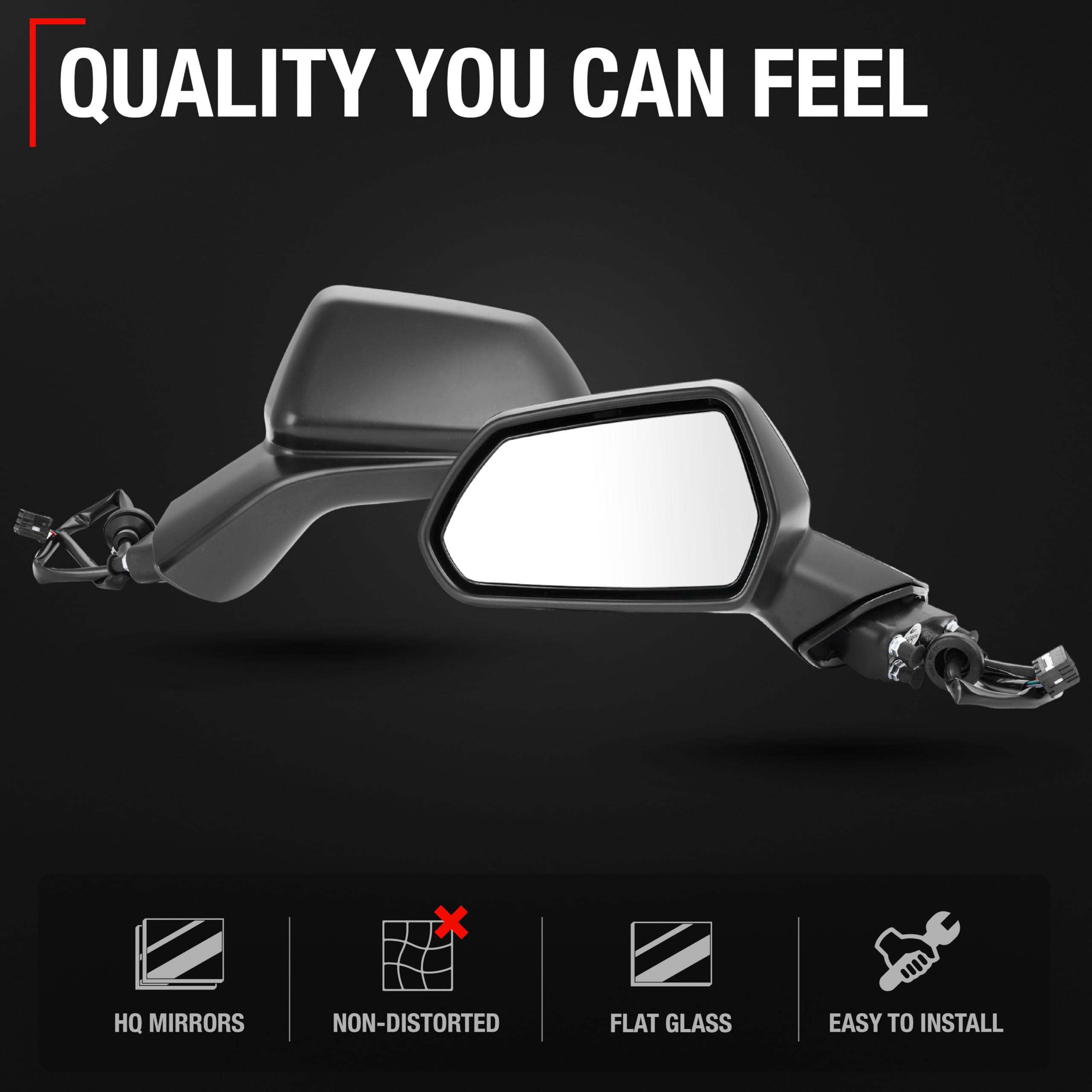 Driver Side Mirror Replacement - Compatible with 2016-2021 Chevrolet Camaro - Powered Adjustment, Non-Foldable, Flat Glass - Smooth Black, 18H3P - OEM 84788171, 23487737, 84639831, GM1320659