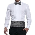 thumbnail image 2 of Silk Paisley Tuxedo Set for Men - Cummerbund, Bow Tie & Pocket Square - Black Formal Wide Elastic Belt for Wedding & Party, 2 of 5