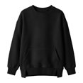 thumbnail image 6 of ATOGUTA Girls Crewneck Sweatshirt Black Kids Long Sleeve Sweatshirts Casual Fashion Spring Fall Clothes with Pockets Size 3T-14, 6 of 8