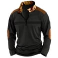 thumbnail image 1 of Mens Autumn Winter Folded Long Sleeve Sweatshirt Standing Collar Zip Flya Way Hoodless Sweatshirt Top, 1 of 4