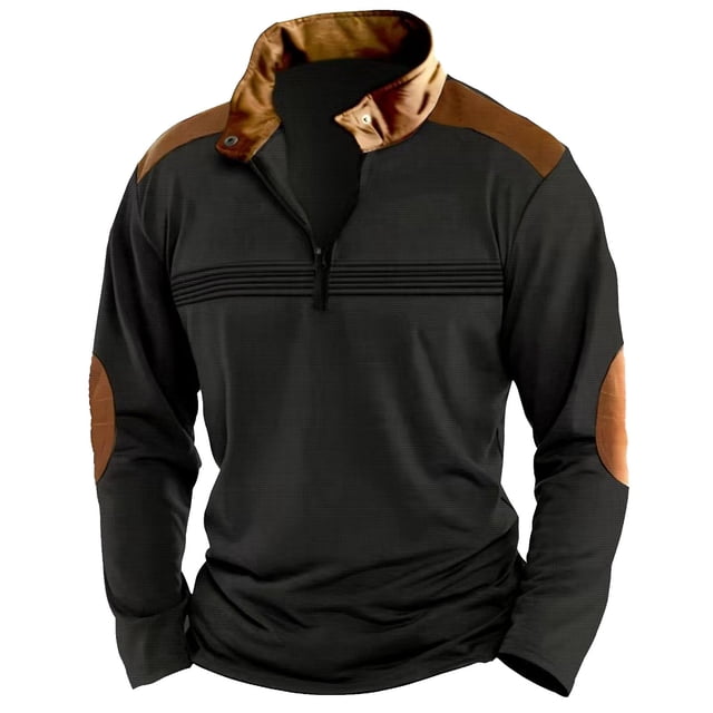 Sudadera con cremallera para hombre para otoño-invierno: cuello alto, sin capucha, poliéster, ligera, informal/para hacer ejercicio, tallas S-XXXL