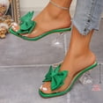 thumbnail image 6 of HomeDM Womens Clear Block Heels Slides Sandals Dressy Bowknot Square Open Toe Slip On Comfortable Mules, Green Size 7, 6 of 9