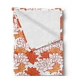 thumbnail image 2 of Orange Soft Flannel Fleece Throw Blanket, Blossoming Hand Drawn Lotus Leaves Garden Flowers Botanical Nature Theme, Cozy Plush for Indoor and Outdoor Use, 50" x 70", Orange Ruby Salmon, by Ambesonne, 2 of 5