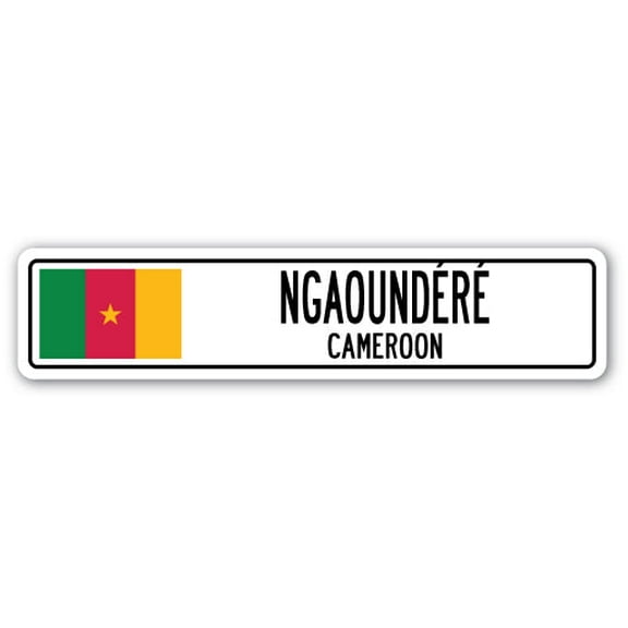 NGAOUNDORO CAMEROON Street Sign Cameroonian flag city country road gift