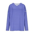 thumbnail image 5 of LIaqionyy Womens Striped Shirt Trendy V Neck Long Sleeve Basic Tee Casual Loose Fall Blouses Tops Outfits, 5 of 6