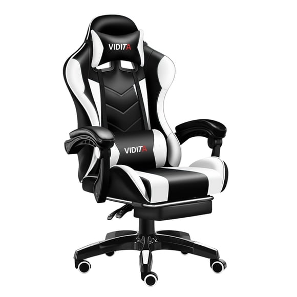 Silla Gamer Vidita GX2000 ergonómica negra y blanca con tapizado de poliuretano