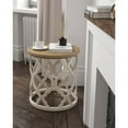 thumbnail image 6 of 17.7" Farmhouse Side Table, French Round End Table, Rustic Accent Table with Distressed Wood Tray Top and Lipped Edge, Beige, 6 of 9