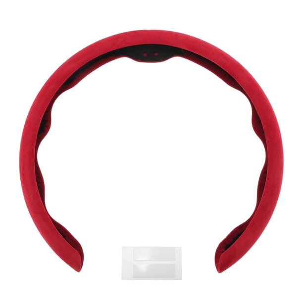 Funda para volante de cuero artificial PU ABS Protector de volante de automóvil Rojo 1 Pc