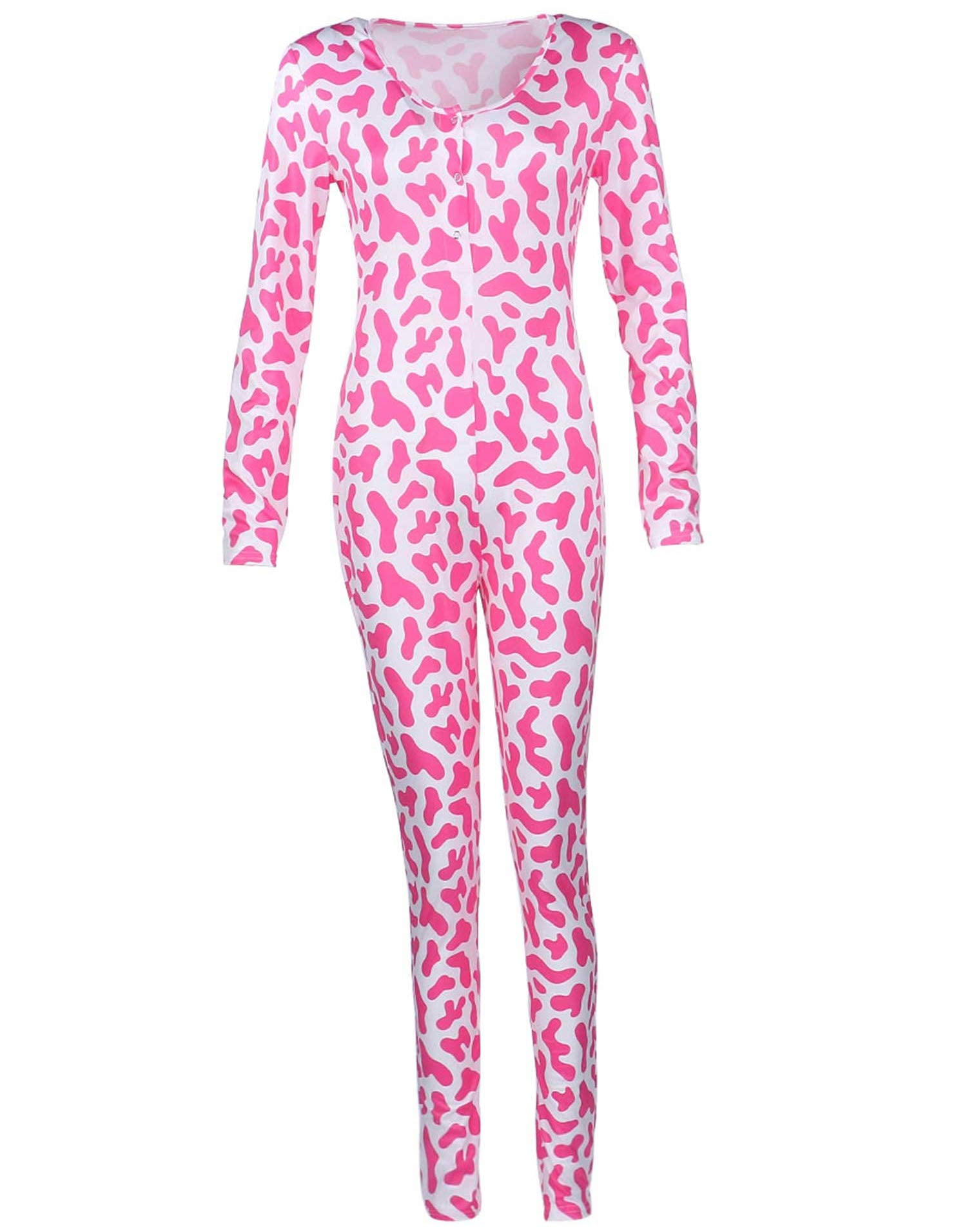 Hirigin Womens One Piece Sleepwear Cartoons Print Pajamas Jumpsuit