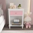 thumbnail image 2 of PAPROOS Nightstand, End Table Side Table with Wooden Drawer, Bedside Table for Bedroom, Closet, Dorm, Pink - 1PC, 2 of 12
