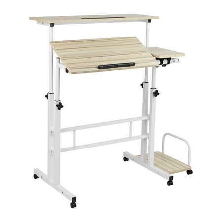 Mind Reader - 2 Tier Sit and Stand Desk XL - White