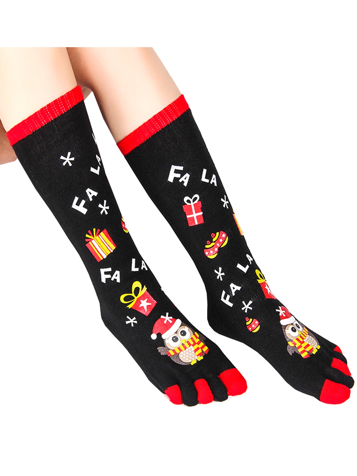 Lallc - Christmas Novelty Socks Five Finger Toe Socks Funny Mid ...