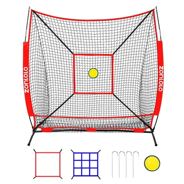 Red de béisbol Zonlolo de 6 x 6 pies con 3 objetivos portátil para niños