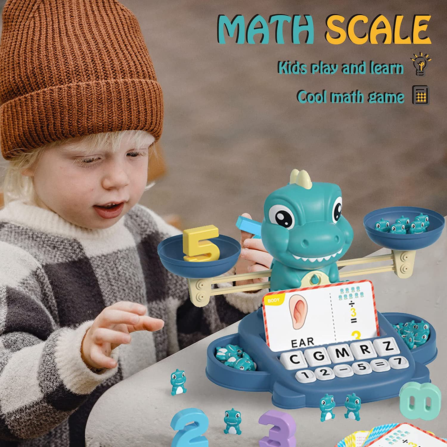 Astronauta Balance Math Jogo Educacional Early Learning Scale STEM  Brinquedos Montessori Math Toy Kids Math Balancing