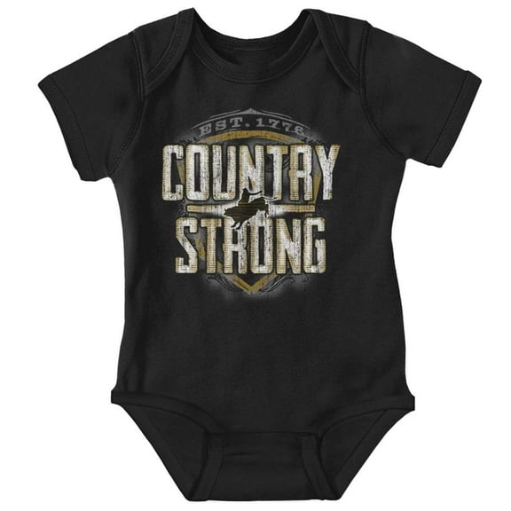 Vintage Distressed Country Strong Romper Boys or Girls Infant Baby Brisco Brands NB