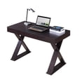 thumbnail image 6 of Writing Computer Desk, 48 inch Modern Study Table, Makeup Vanity Wooden Console Table with Storage Drawers & Strong X Legs(Espresso), 6 of 7