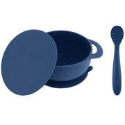 Bazzle Baby Anchor Silicone Suction Bowl and Spoon Set with Lid, BPA Free, Boy 4 to 36 Months - Navy