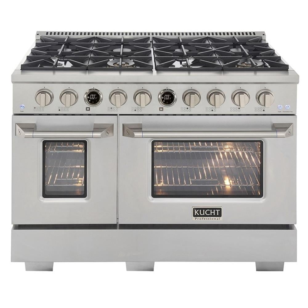 Pemberly Row 48" 6.7cu. ft. Steel 8 Burners Dual Fuel Range for Propane Gas