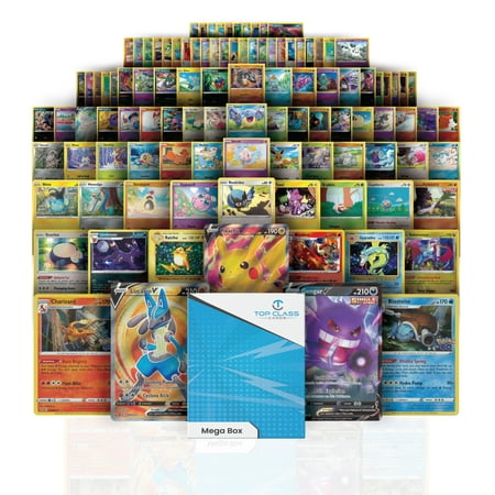 Top Class Cards Mega Box | 100 Cards | 3 Guaranteed Ultra Rares | 7 Holo Cards | Compatible with Pokemon Cards