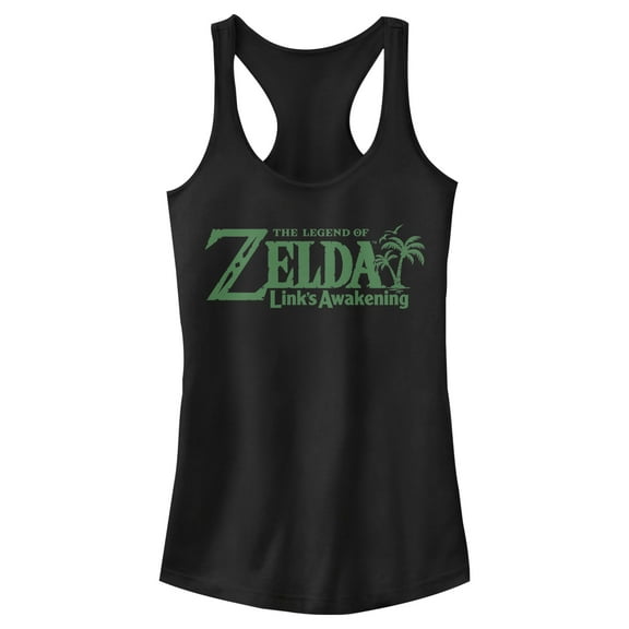 Junior's Nintendo Legend of Zelda Link's Awakening Palm Logo Racerback Tank Top Black X Large