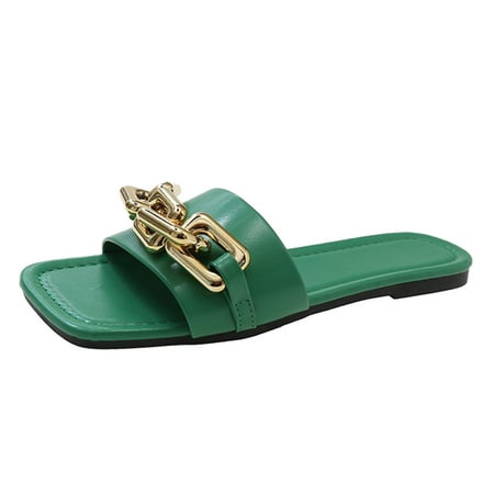 

Sngxgn Women Flat Sandals Braided Leather Crossover Dressy Fashion Evening Party Wedding SandalsShower Slippers For Men Green 9