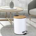thumbnail image 4 of Step Trash Can,Garbage Rubbish Bin with Bamboo Lid,Removable Liner Bucket,Waste 3L White, 4 of 8