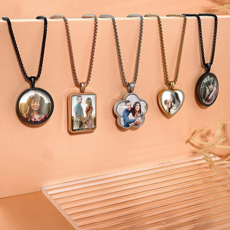 HANRU Double-sides Picture Necklace Personalized Photo for Women Men,  Custom Photo Pendant with Picture Inside, Memorial Engraved Necklace with  Solid Protector 