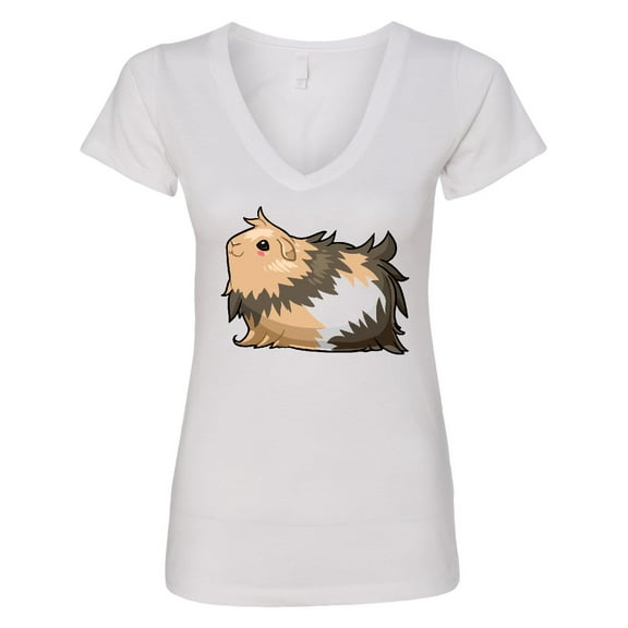 Inktastic Cute Long Haired Guinea Pig Women's V-Neck T-Shirt